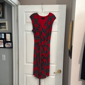 Laundry By Shelli Segal Red and Blue Midi Sheath Dress